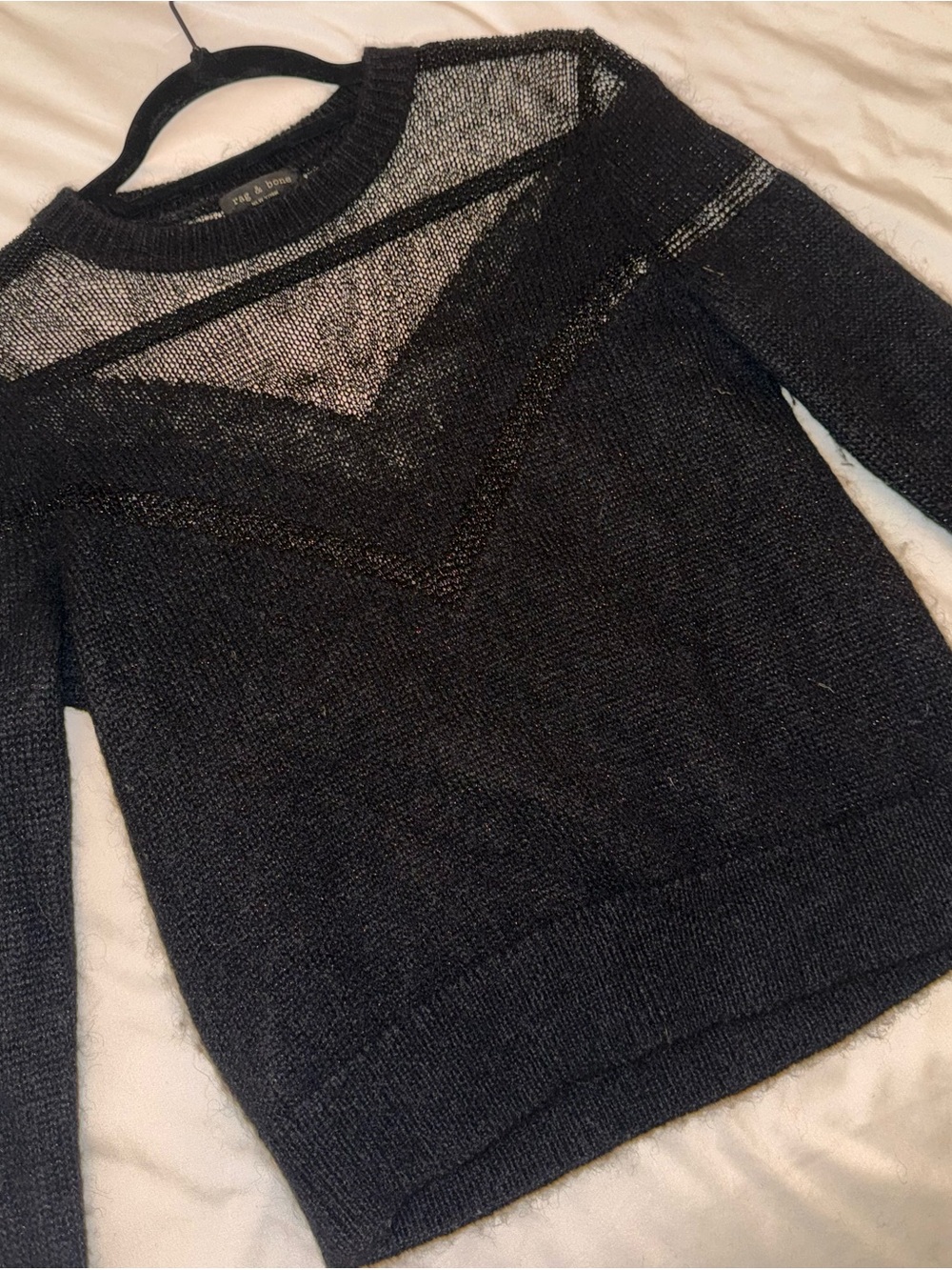 black XS crew neck rag & bone sweater with mesh - Picture 5 of 6